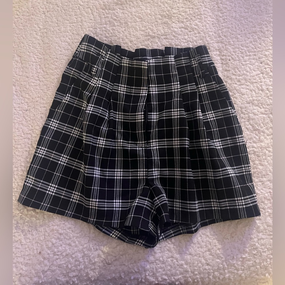 Polyester Shorts New Yorker Checkered High Wasted